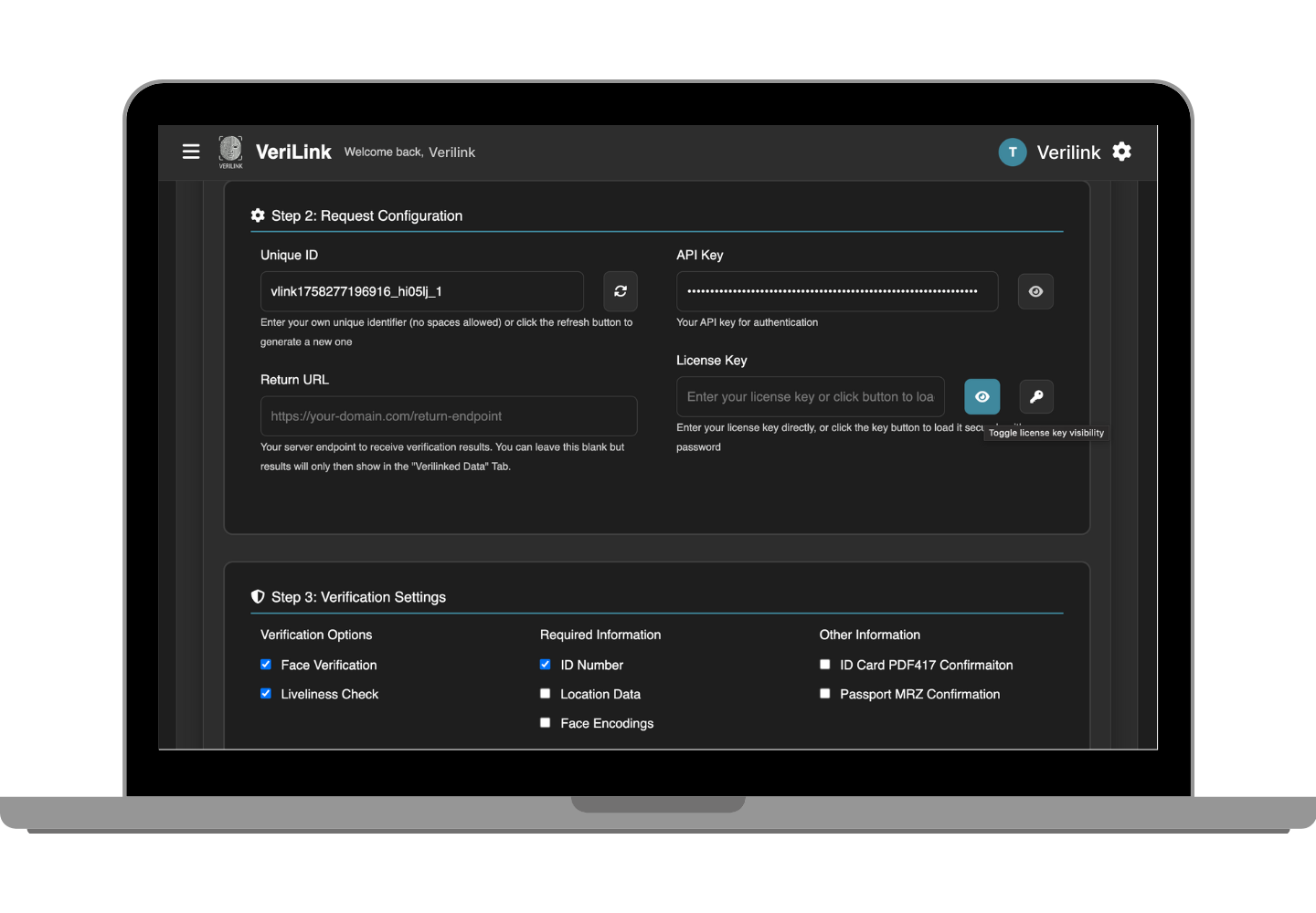 VeriLink Configuration Options